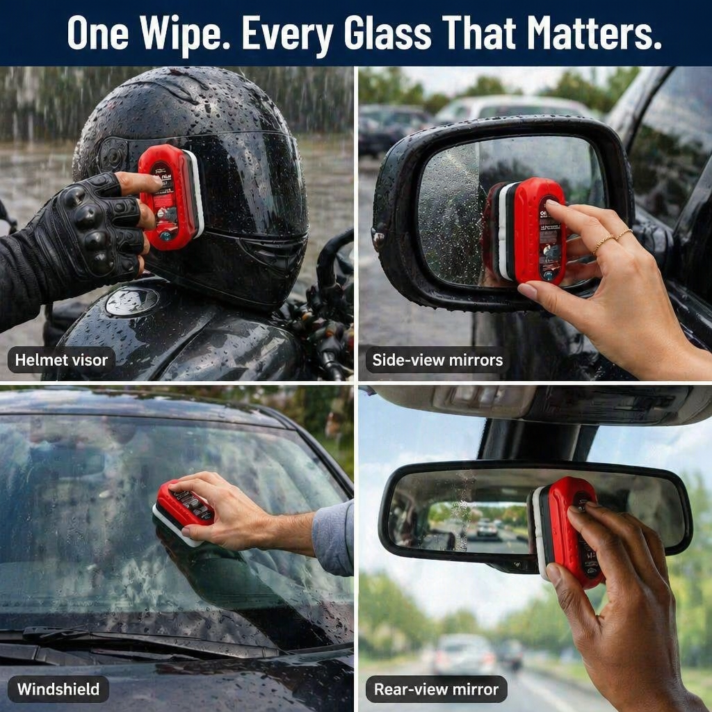 VistaShield™ — Strip Oil Film & Repel Rain From Your Windshield in One Swipe