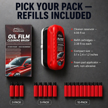 VistaShield™ — Strip Oil Film & Repel Rain From Your Windshield in One Swipe