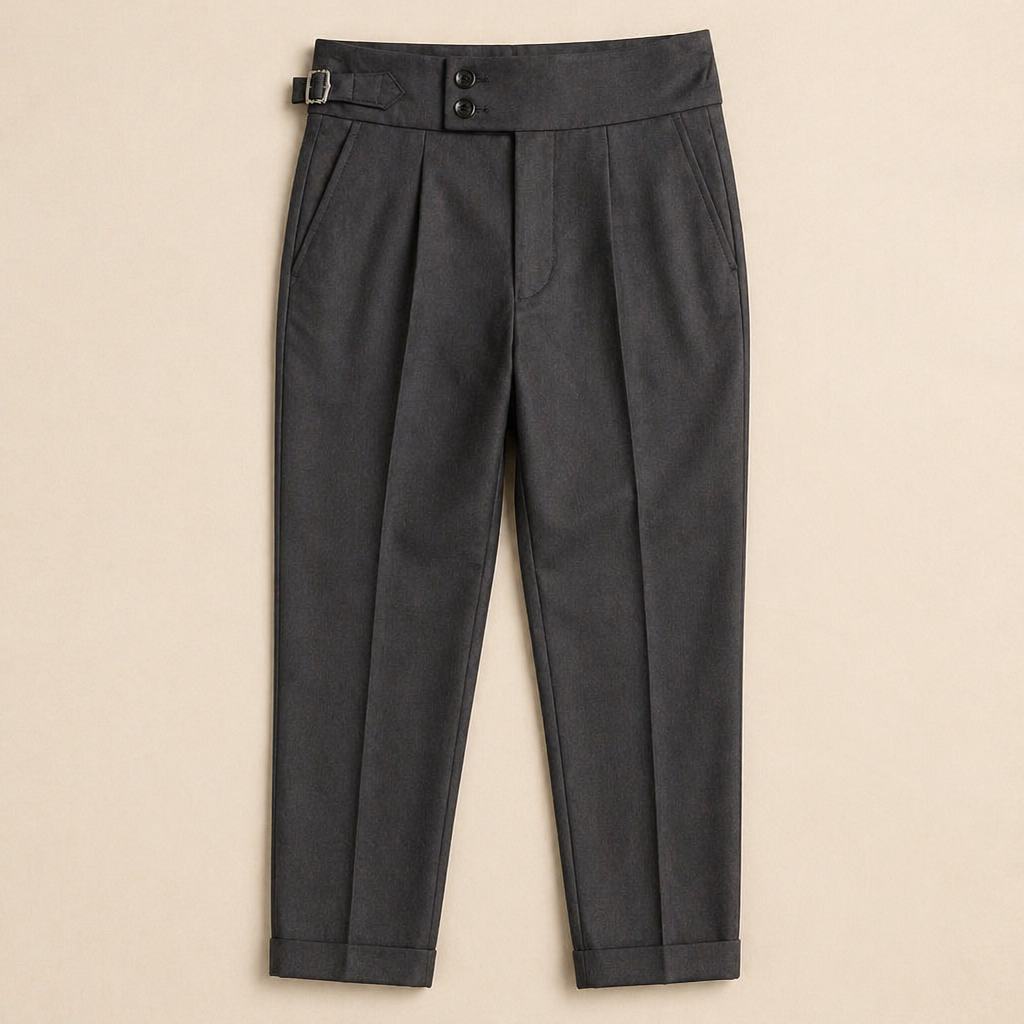 EmeraSilk™ – High-Waist Gurkha Linen Trousers with Unfinished Hem