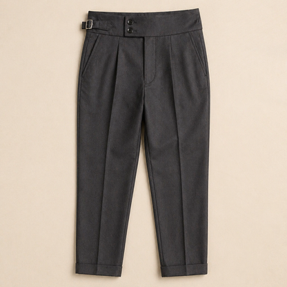 EmeraSilk™ – High-Waist Gurkha Linen Trousers with Unfinished Hem