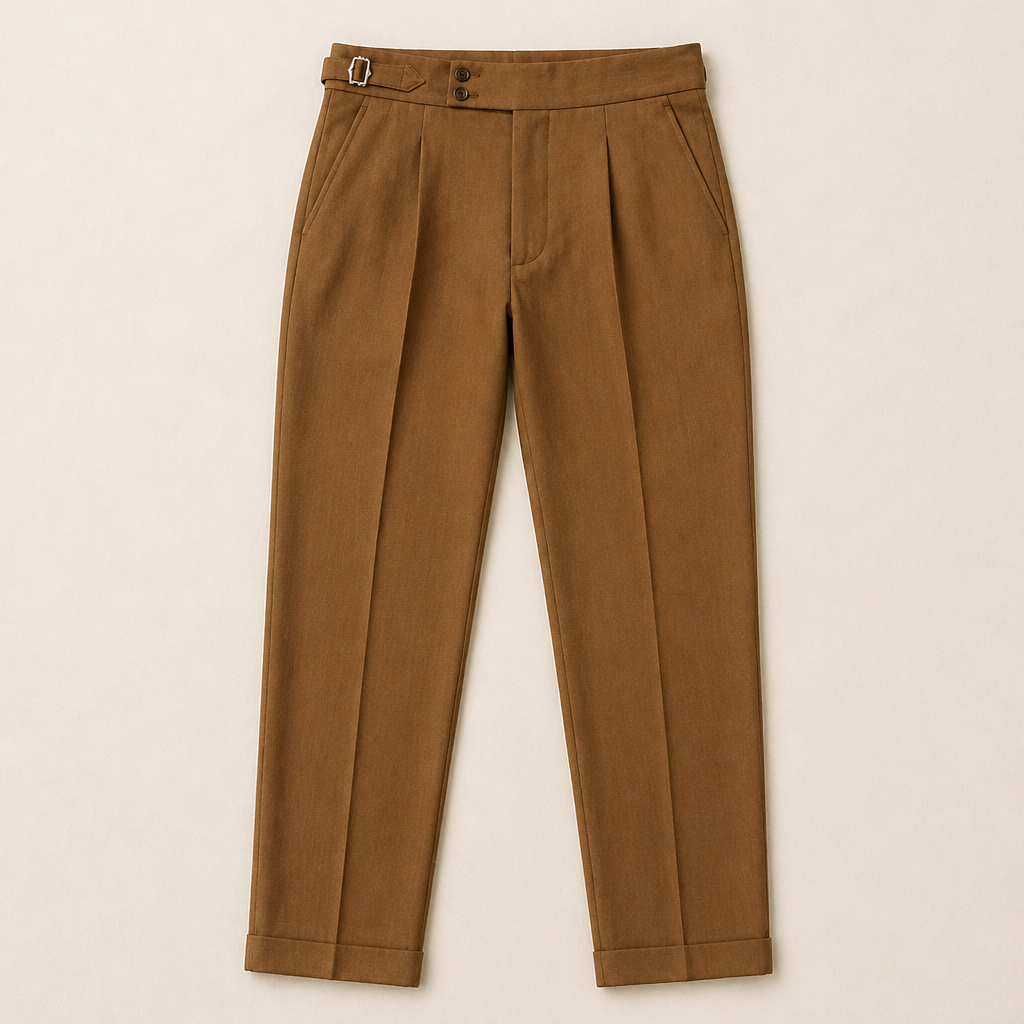 EmeraSilk™ – High-Waist Gurkha Linen Trousers with Unfinished Hem