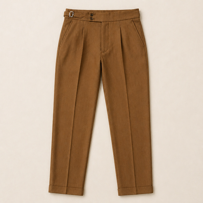 EmeraSilk™ – High-Waist Gurkha Linen Trousers with Unfinished Hem