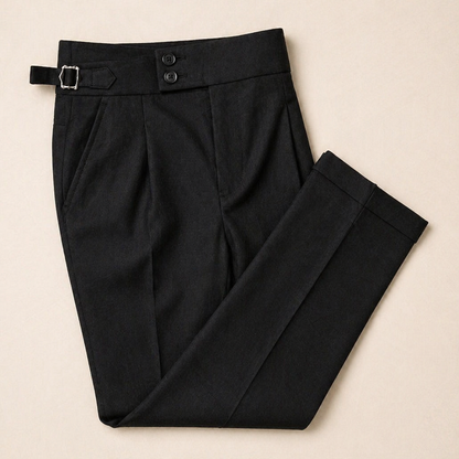 EmeraSilk™ – High-Waist Gurkha Linen Trousers with Unfinished Hem