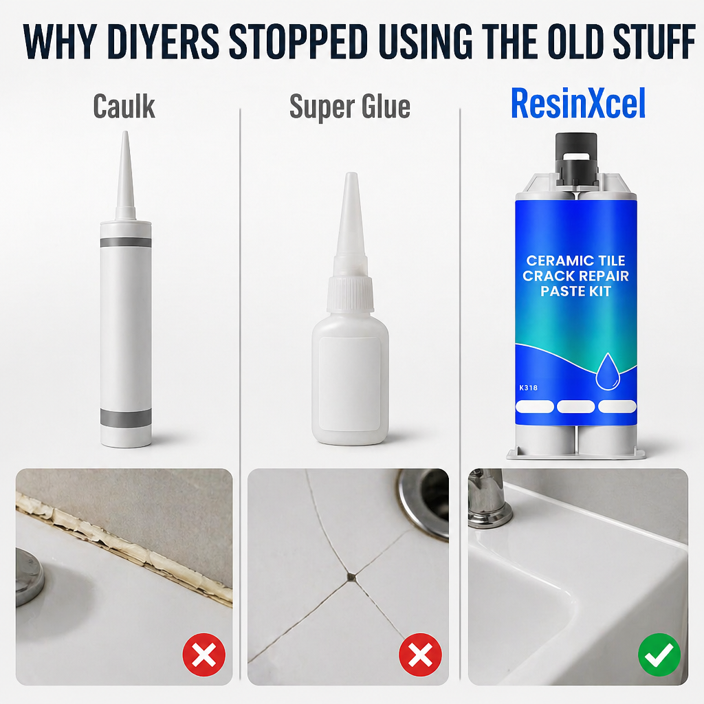 ResinXcel™ — Patch Cracked Tile, Sinks & Marble Without Calling a Plumber