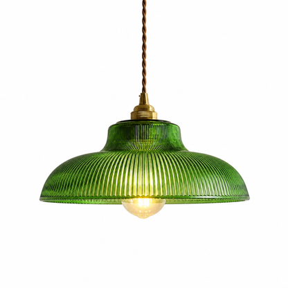 Pendant light | Vintage green glass lampshade | 30cm, E27 base & iron frame
