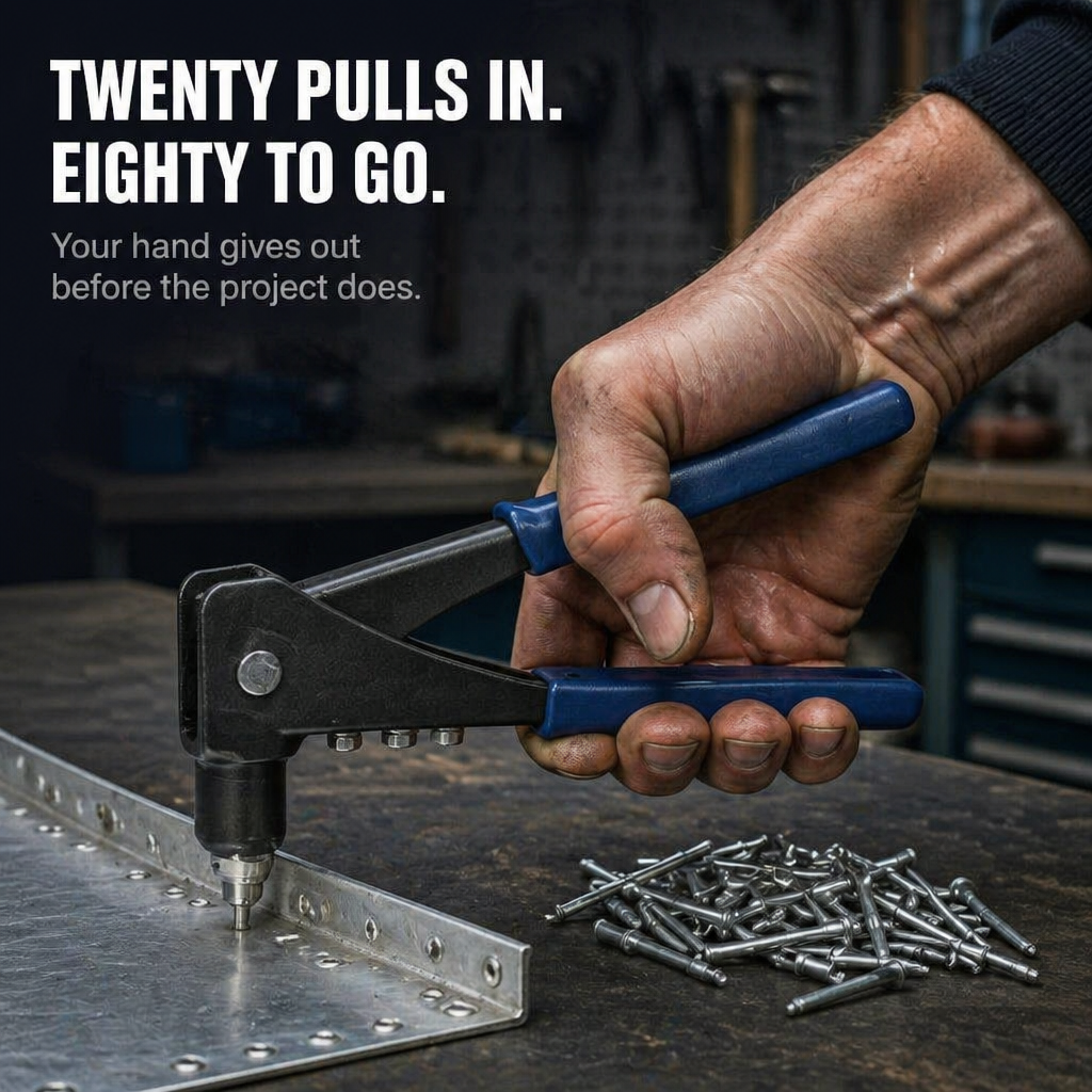PowerGrip™ — Pull 120 Rivets Without a Single Hand Cramp
