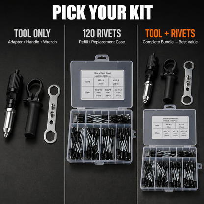 PowerGrip™ — Pull 120 Rivets Without a Single Hand Cramp