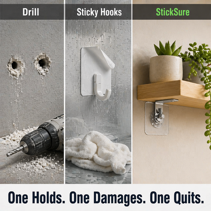 StickSure™ InvisibleHook — Mount Shelves, Racks & Heavy Gear Without a Single Drill Hole