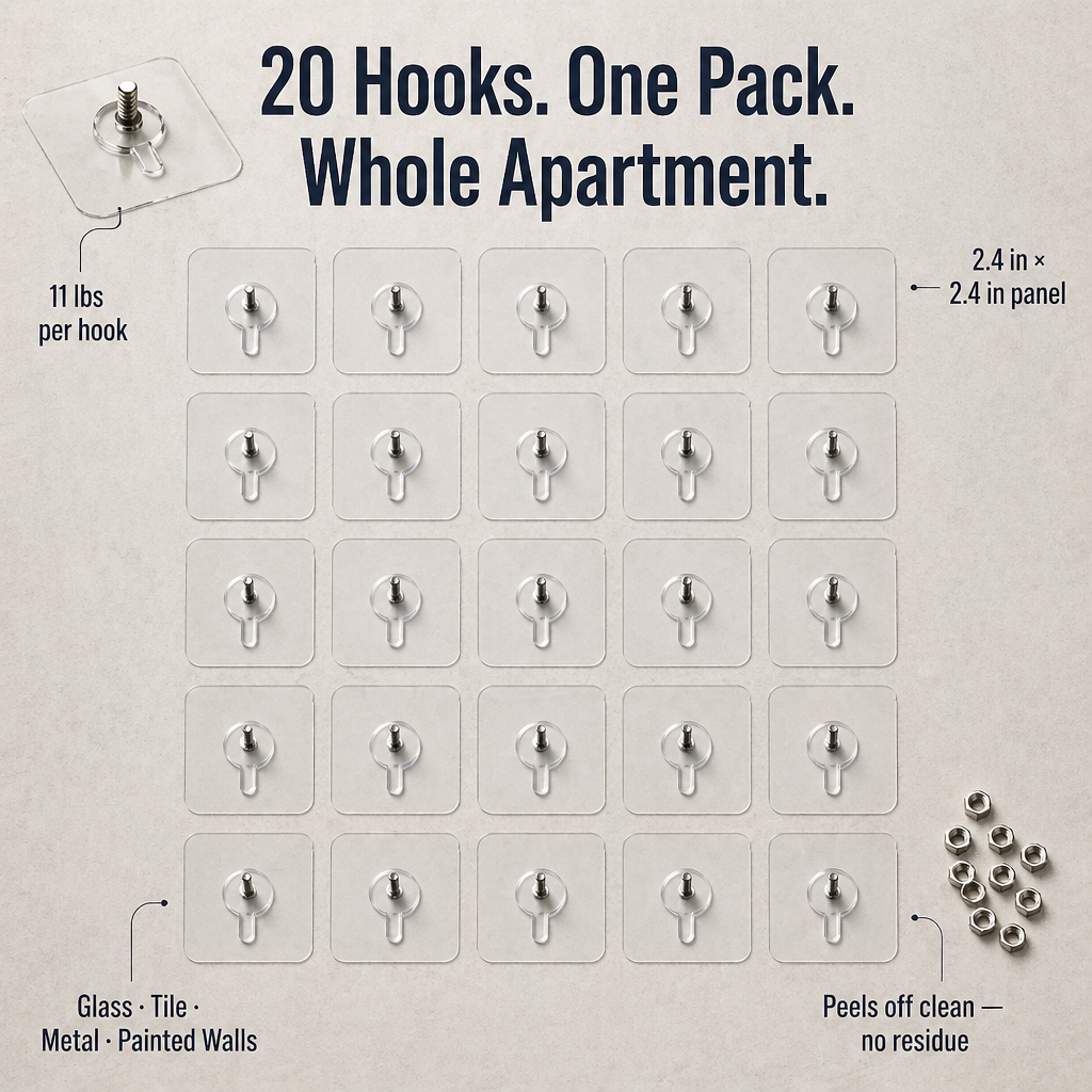 StickSure™ InvisibleHook — Mount Shelves, Racks & Heavy Gear Without a Single Drill Hole