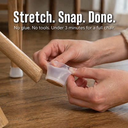 VibraShield™ — Stretch-Fit Silicone Caps That Silence Chairs and Save Your Floors