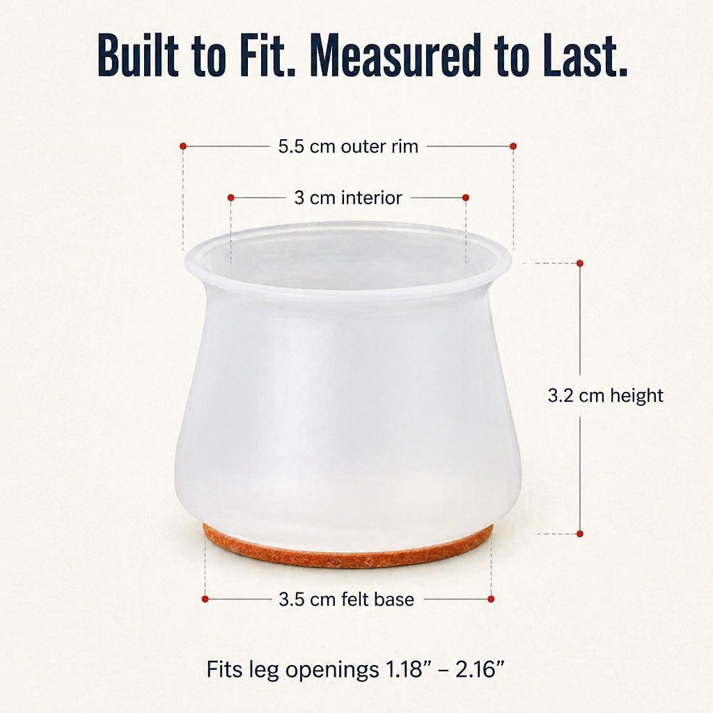 VibraShield™ — Stretch-Fit Silicone Caps That Silence Chairs and Save Your Floors