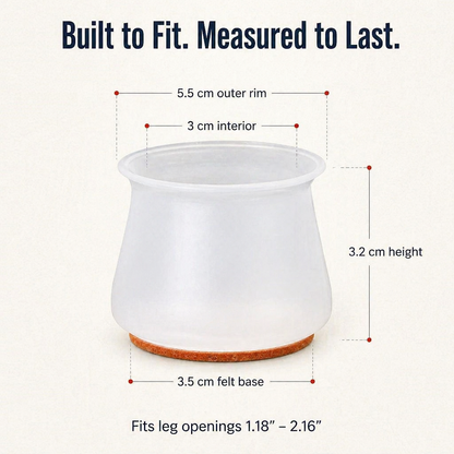 VibraShield™ — Stretch-Fit Silicone Caps That Silence Chairs and Save Your Floors