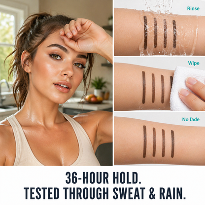 BrowAura™ — Stroke On Hair-Like Brows That Survive Sweat, Rain & 36-Hour Days