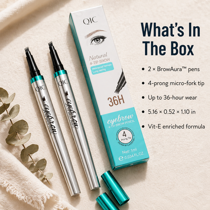 BrowAura™ — Stroke On Hair-Like Brows That Survive Sweat, Rain & 36-Hour Days