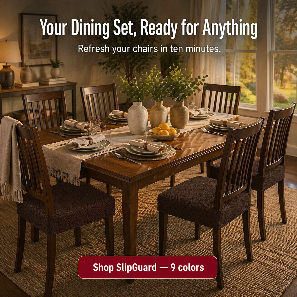 SlipGuard™ Jacquard Chair Covers — Protect Each Chair from Spills, Stains & Sticky Hands