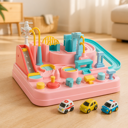 Kids Car Playset Interactive City Track Set Of 4