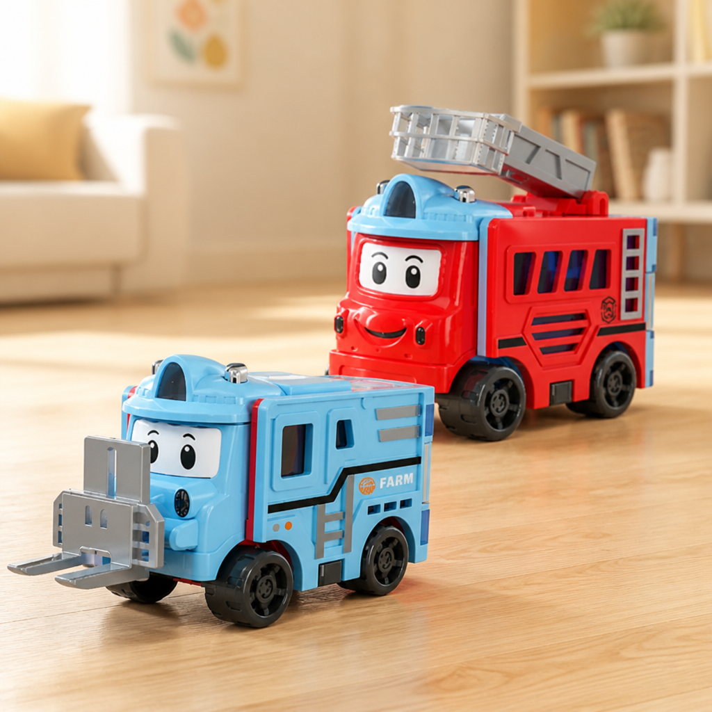 Transforming Toy Car 2-in-1 One-Hand Operation Child-Safe Plastic