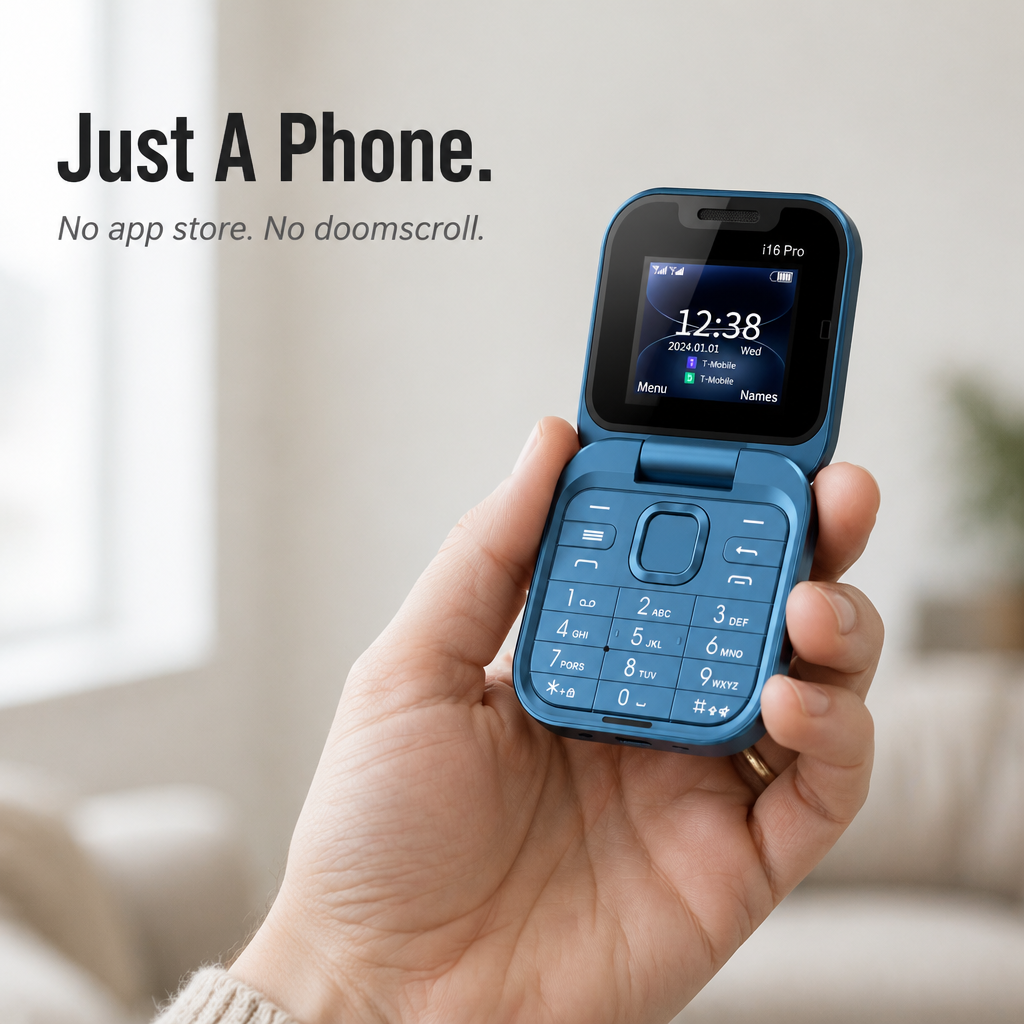 VersaFlect™ Mini Flip Phone — Pocket-Sized Power That Lasts Two Full Days