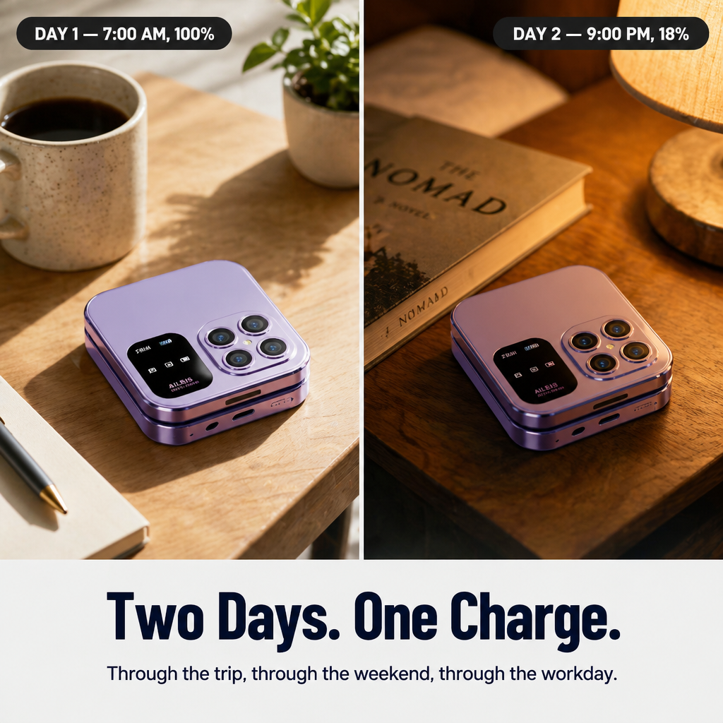 VersaFlect™ Mini Flip Phone — Pocket-Sized Power That Lasts Two Full Days