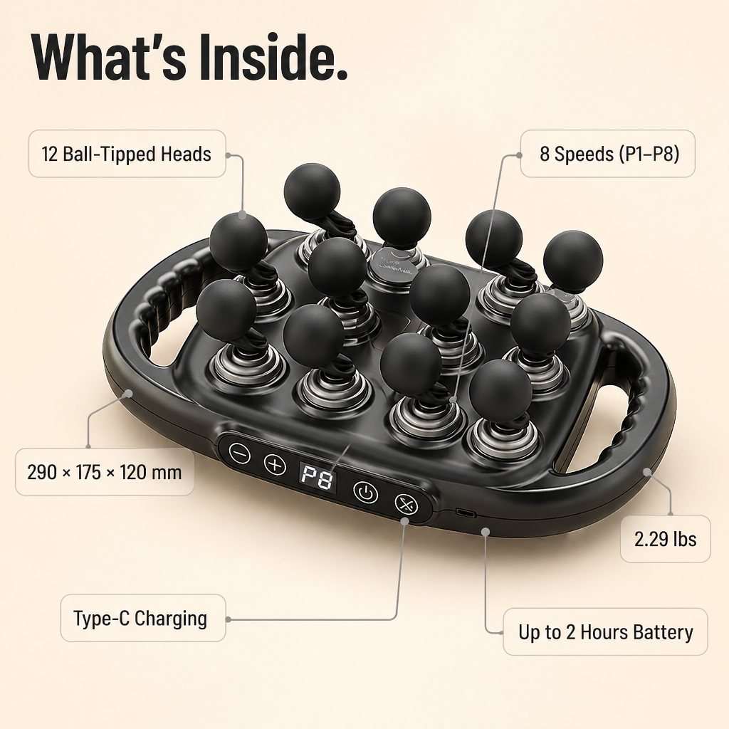 VeloPulse™ — Melt Knots Hands-Free With 12 Vibrating Pressure Points