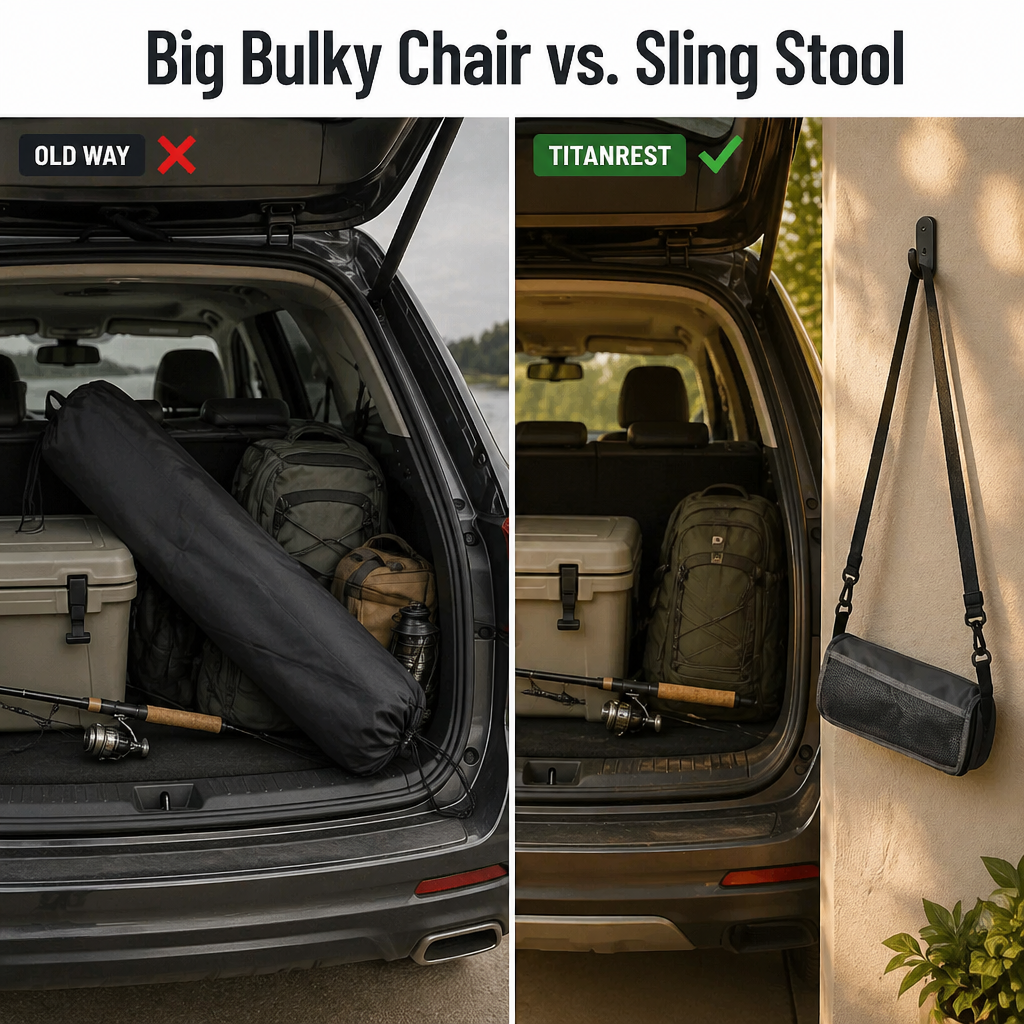 TitanRest™ — Sling Your Stool, Free Your Hands, Sit Anywhere Outdoors