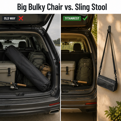 TitanRest™ — Sling Your Stool, Free Your Hands, Sit Anywhere Outdoors