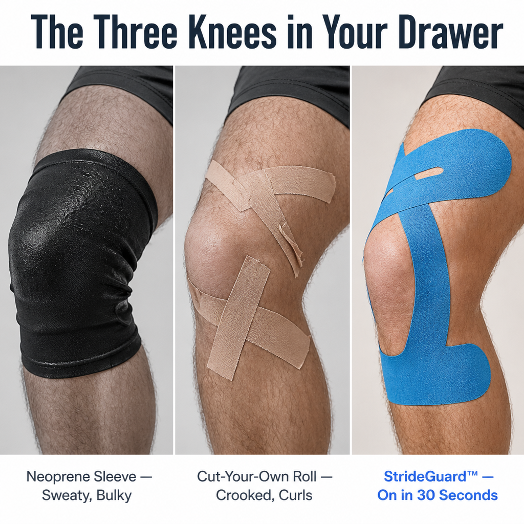 StrideGuard™ — Steady a Sore Knee in 30 Seconds, No Scissors Needed