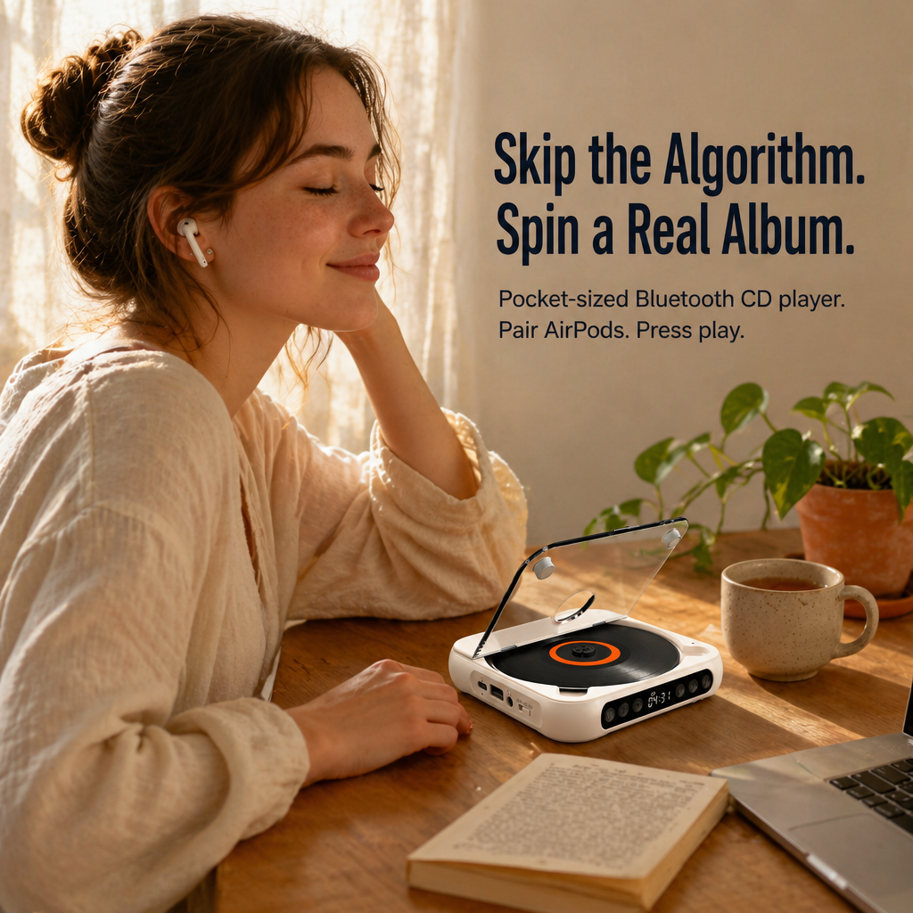 VibeStream™ — Pocket Your CDs, Pair Bluetooth Headphones, Skip the Algorithm