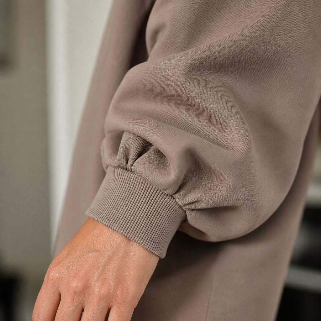 VelaVista™ – Cut-Out Shoulder Sweatshirt and Fitted Midi Dress Set