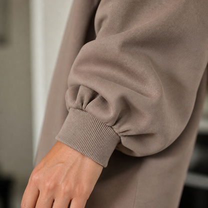 VelaVista™ – Cut-Out Shoulder Sweatshirt and Fitted Midi Dress Set