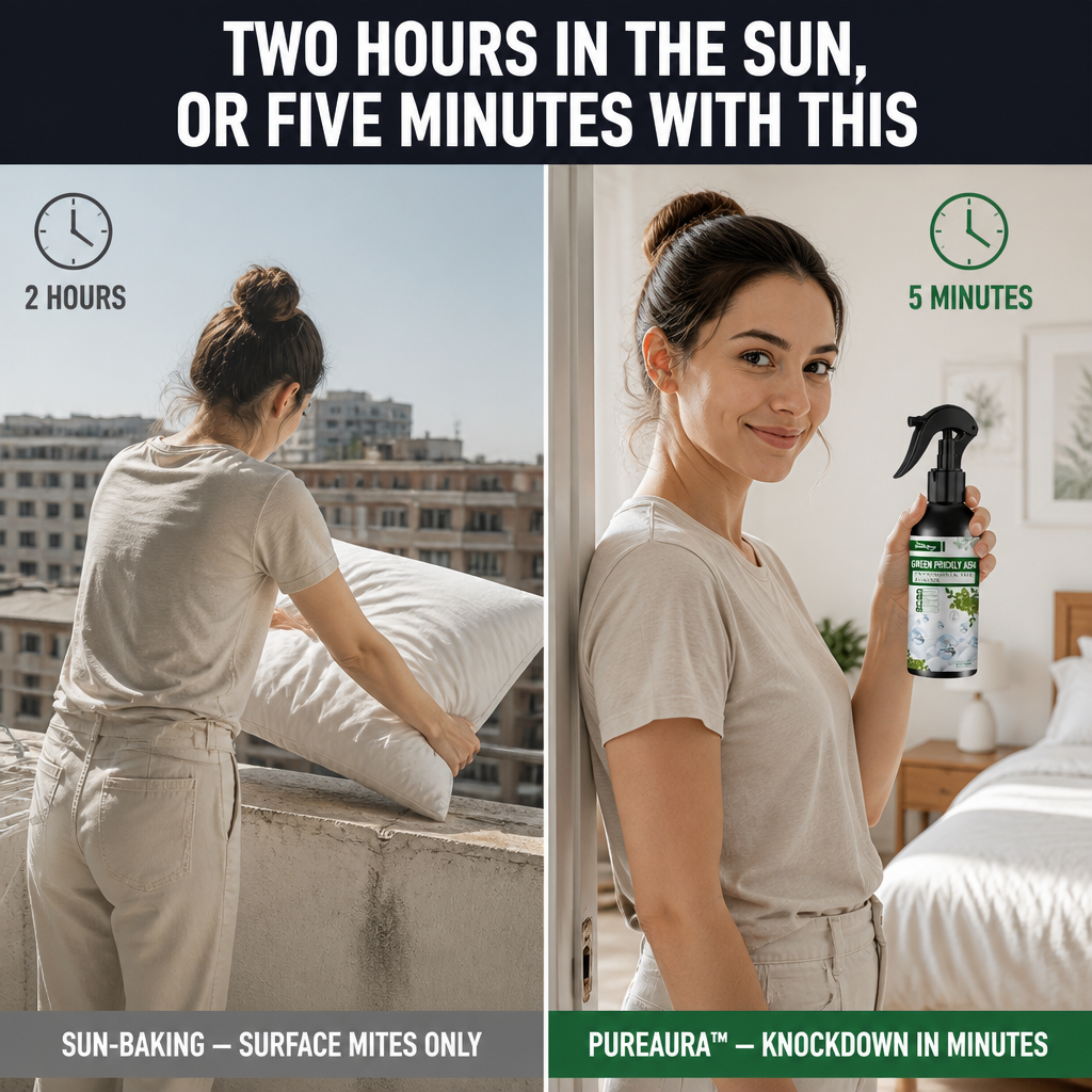 PureAura™ — Spray Away Invisible Mites From Beds, Sofas & Pet Nests in Seconds