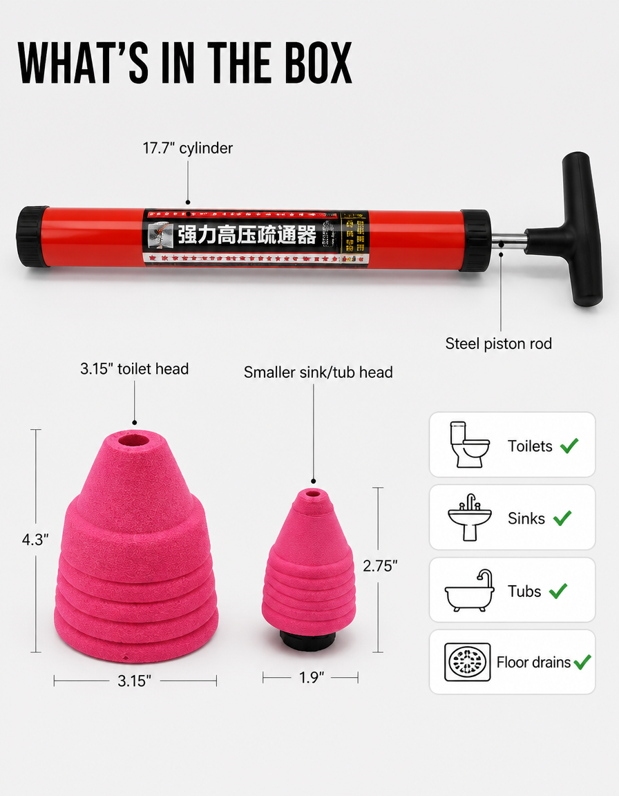 FlowForce™ — Blast Stubborn Clogs Loose in Seconds Without a Plumber