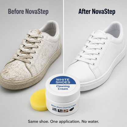 NovaStep™ — Wipe Yellowed, Scuffed Sneakers Back to Bright White Without Scrubbing