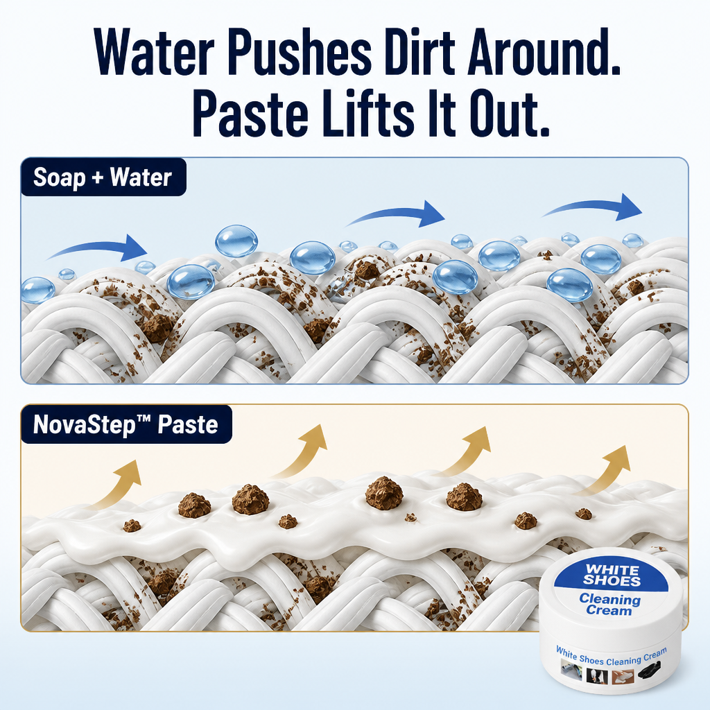 NovaStep™ — Wipe Yellowed, Scuffed Sneakers Back to Bright White Without Scrubbing