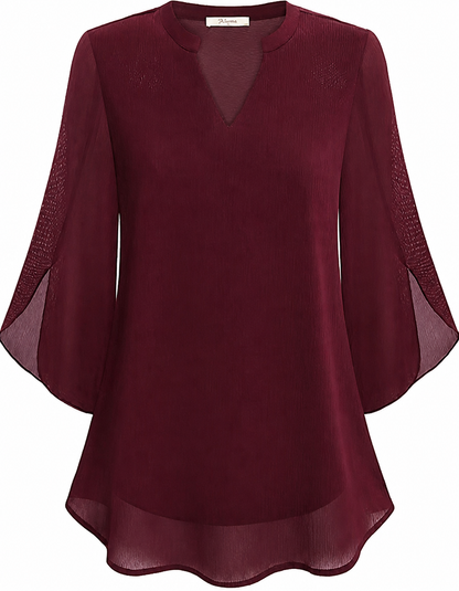 RamiraBreeze™ – Flowy Chiffon Blouse with Split Petal Sleeves