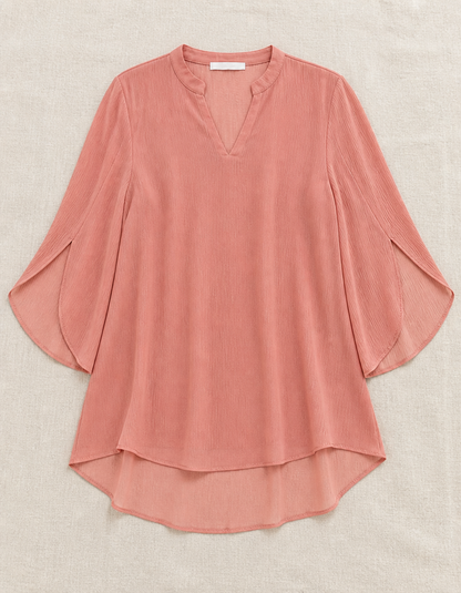 RamiraBreeze™ – Flowy Chiffon Blouse with Split Petal Sleeves