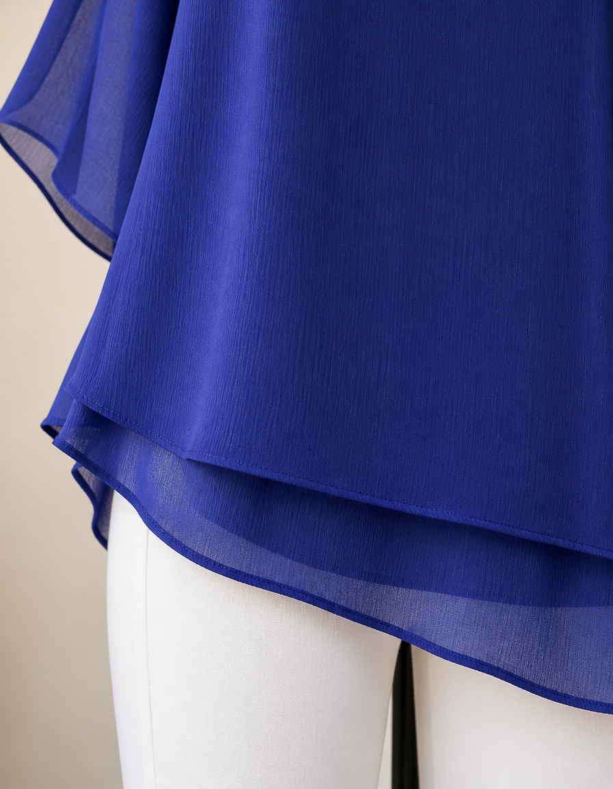 RamiraBreeze™ – Flowy Chiffon Blouse with Split Petal Sleeves