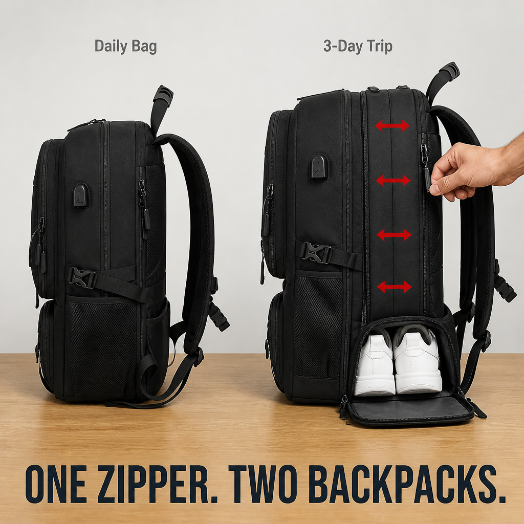 Voygrace™ Expandable Travel Backpack — Carry 3 Days of Travel Without Ever Checking a Bag