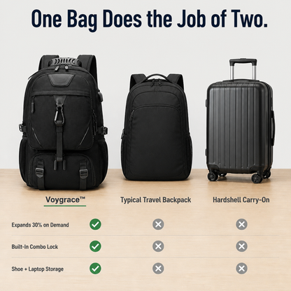 Voygrace™ Expandable Travel Backpack — Carry 3 Days of Travel Without Ever Checking a Bag