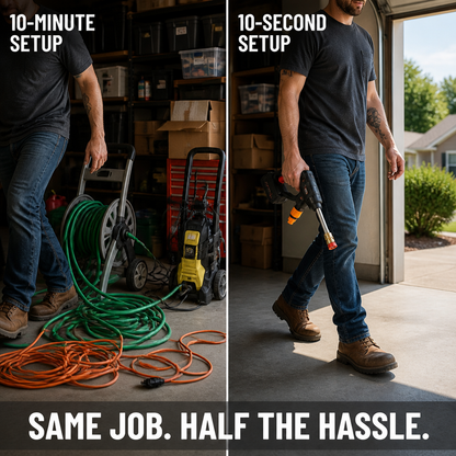HydroSwift™ — Cut Cord Clutter and Blast Dirt Away Anywhere, Instantly