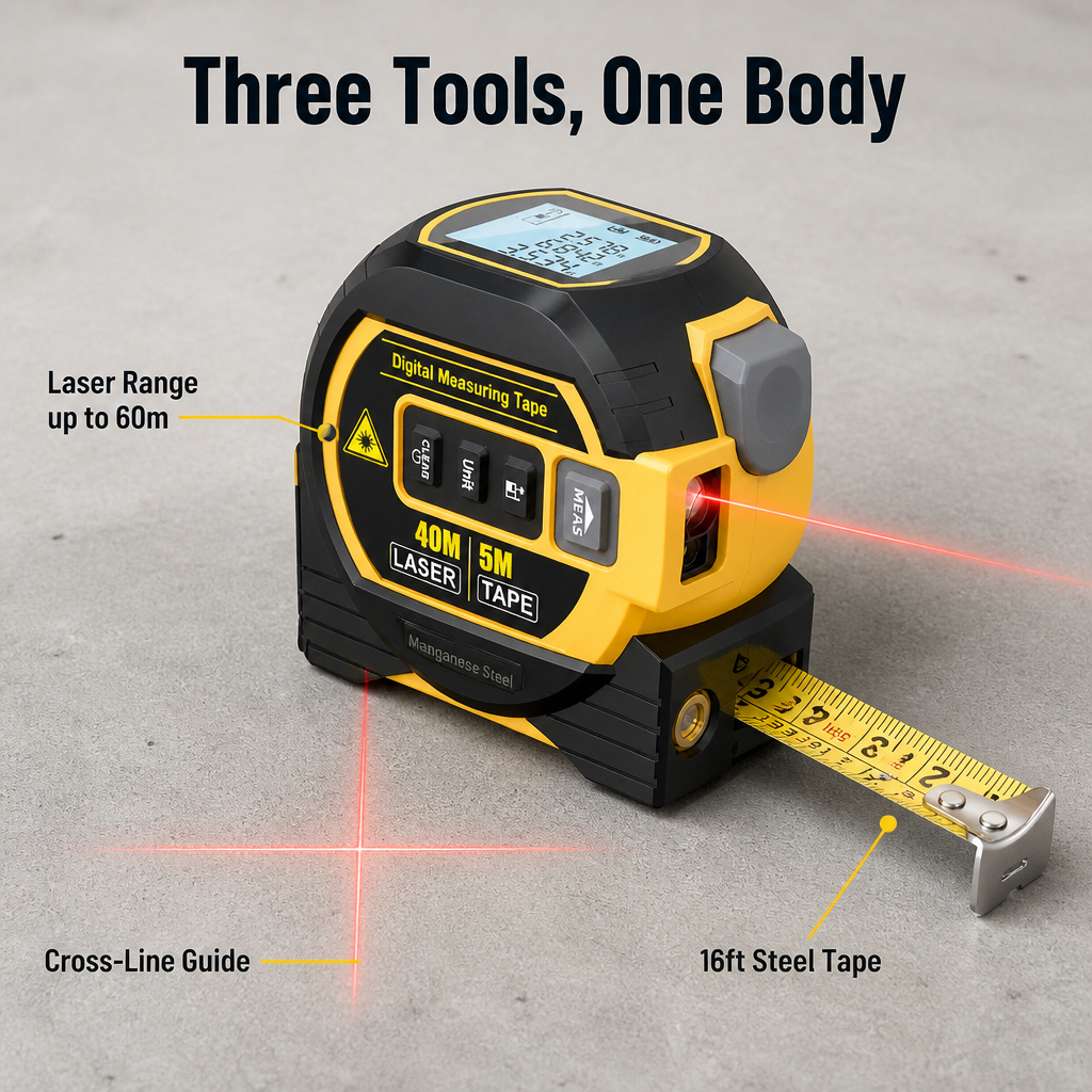 LaserCraft™ ProTape — Measure Long Walls Solo in Seconds With Pinpoint Laser Accuracy
