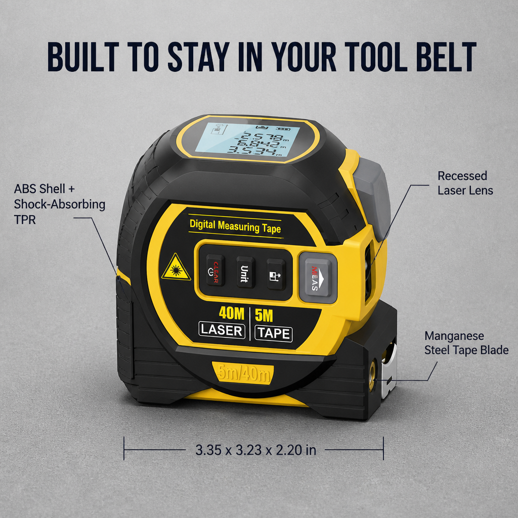 LaserCraft™ ProTape — Measure Long Walls Solo in Seconds With Pinpoint Laser Accuracy