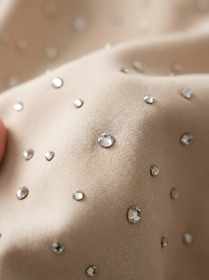LuxeCurve™ – Crystal-Studded A-Line Mini Dress with Tulle Hem