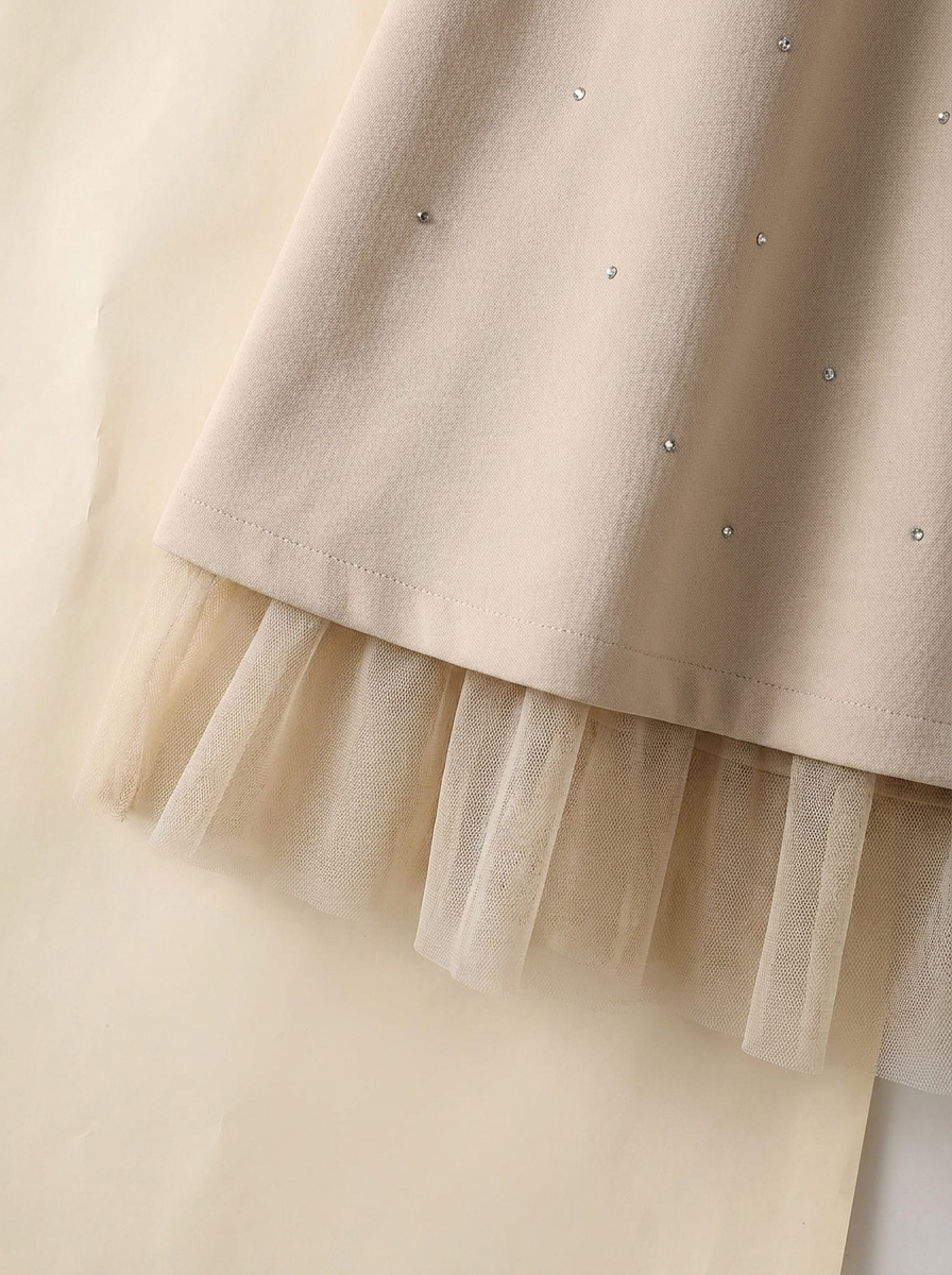 LuxeCurve™ – Crystal-Studded A-Line Mini Dress with Tulle Hem