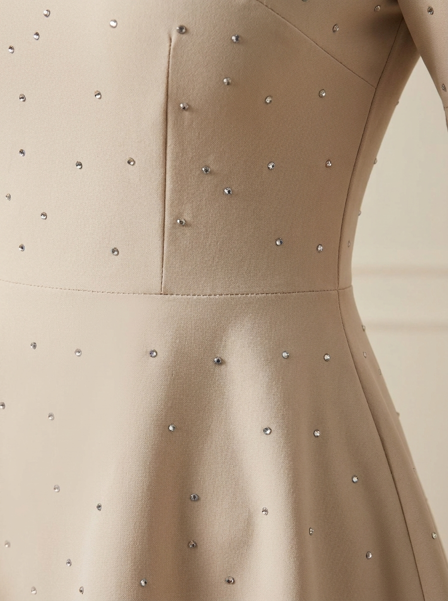 LuxeCurve™ – Crystal-Studded A-Line Mini Dress with Tulle Hem