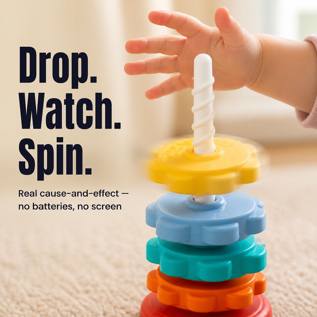 RadiantSpin™ Tower — Drop, Spin & Stack: The Screen-Free Toy Toddlers Beg For