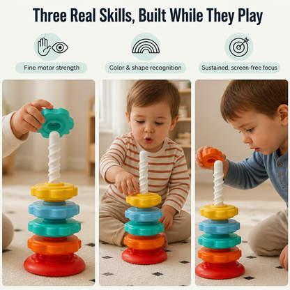 RadiantSpin™ Tower — Drop, Spin & Stack: The Screen-Free Toy Toddlers Beg For