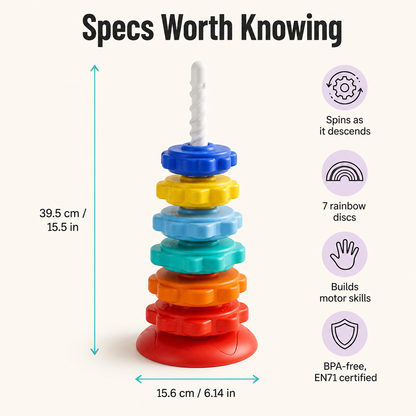 RadiantSpin™ Tower — Drop, Spin & Stack: The Screen-Free Toy Toddlers Beg For